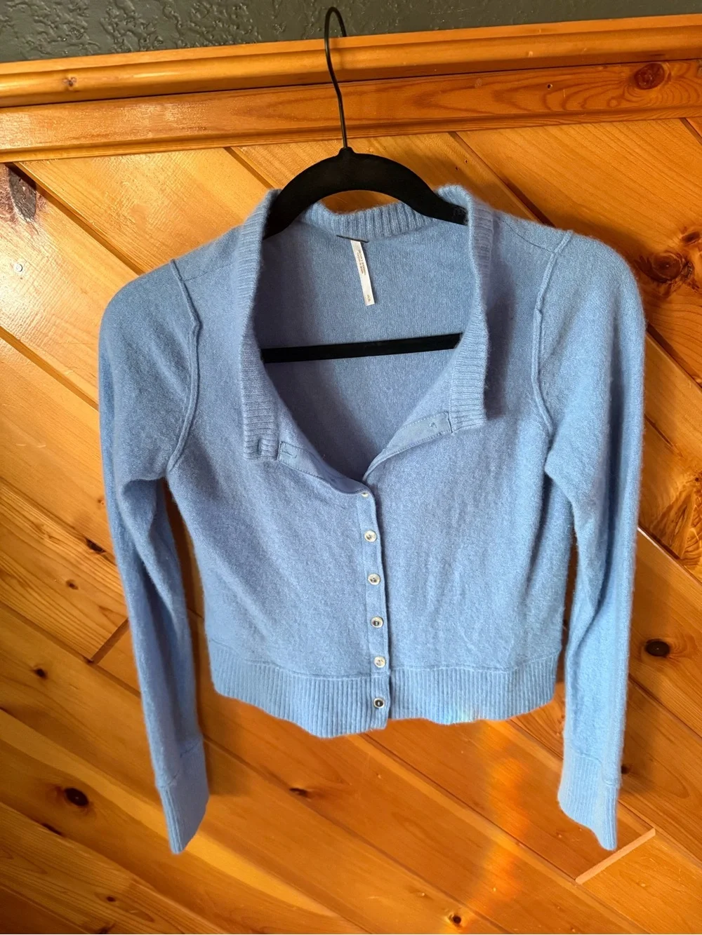 Free People cashemere Powder Blue Button-Front Knit Cardigan